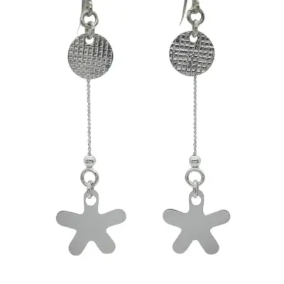 Aros De Plata 925 Modelo Círculo Y Flor Colgante - miniatura 4