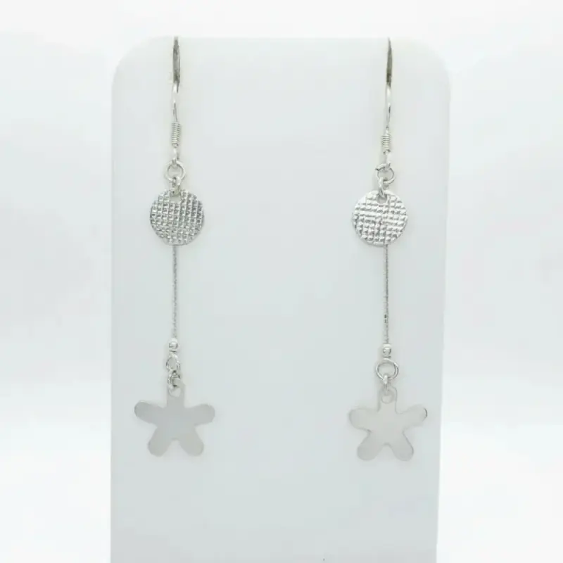 Aros De Plata 925 Modelo Círculo Y Flor Colgante - 5