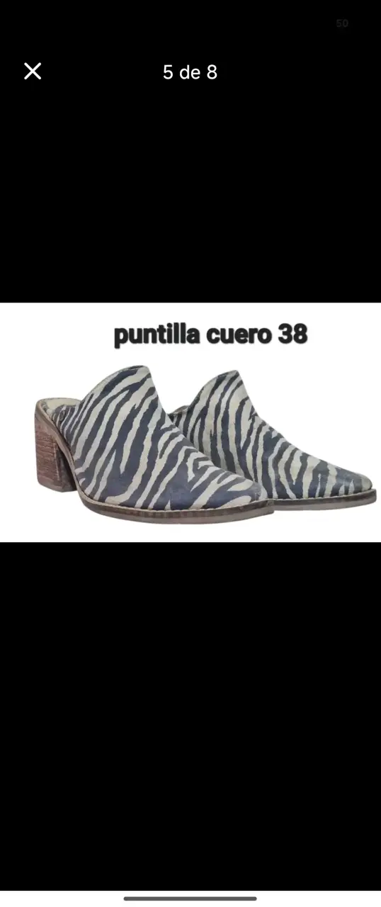Botines de cuero con diseño de cebra talla 38