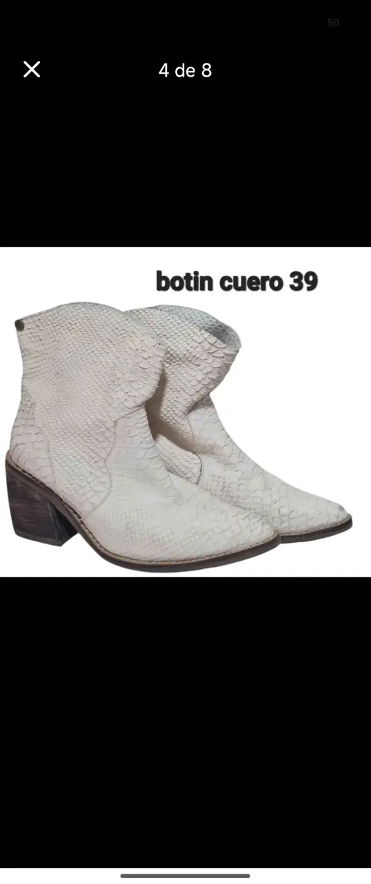 Botines de cuero blanco talla 39