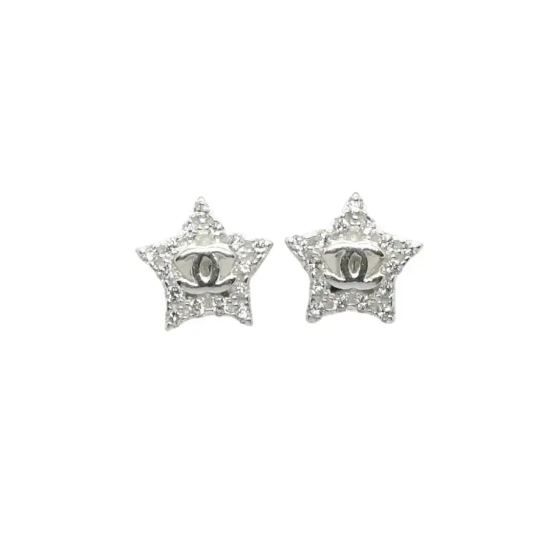 Aros De Plata 925, Modelo Estrella Cc - Doble C