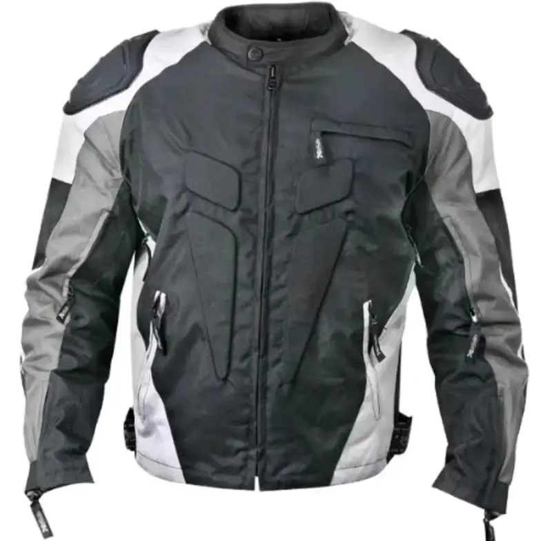 Chaqueta de moto impermeable negra y gris - 1