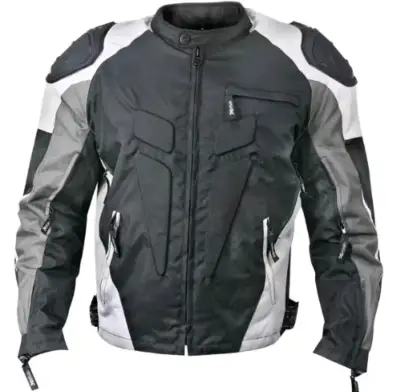 Chaqueta de moto impermeable negra y gris - miniatura 1