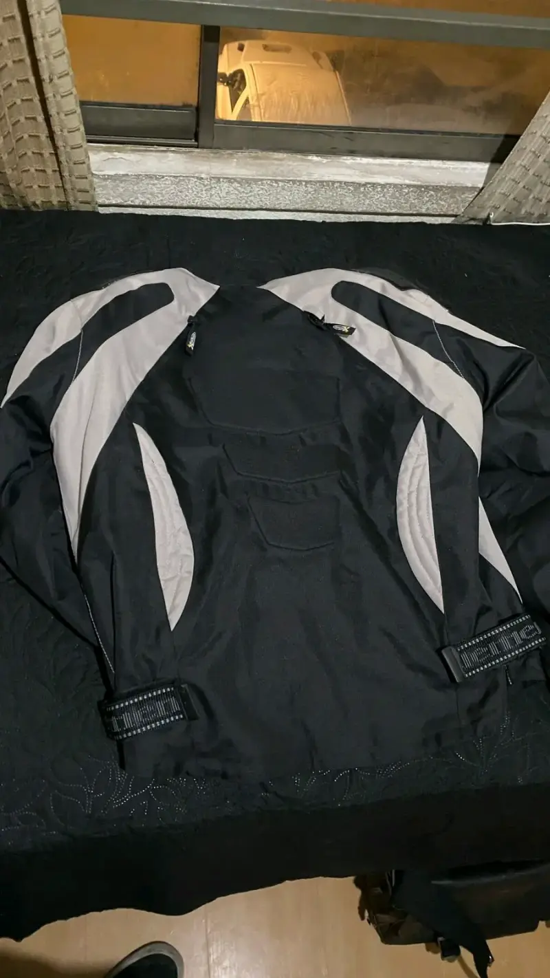 Chaqueta de moto impermeable negra y gris - 5