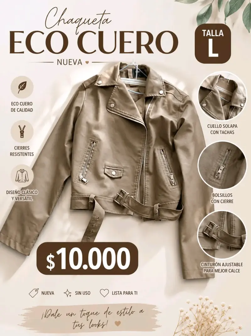Chaqueta de Eco Cuero Talla L Nueva