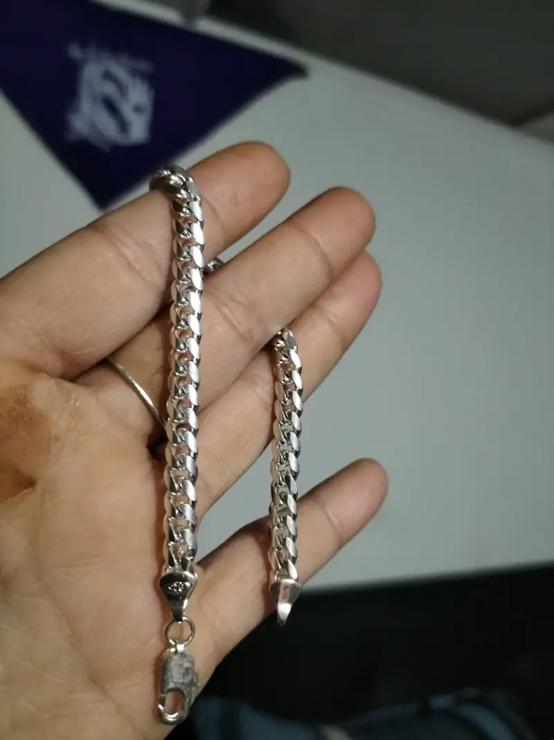Pulsera de plata estilo cubano para hombre