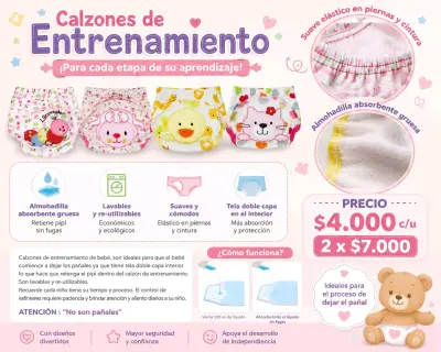 Calzones de entrenamiento para bebé reutilizables - miniatura 1