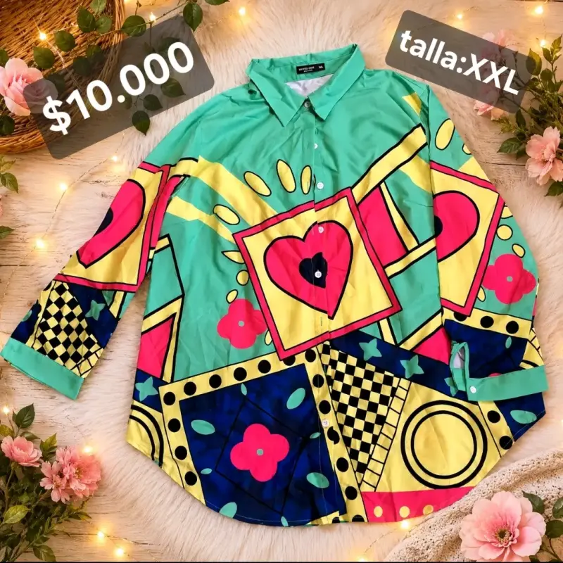 Camisa estampada colorida de manga larga