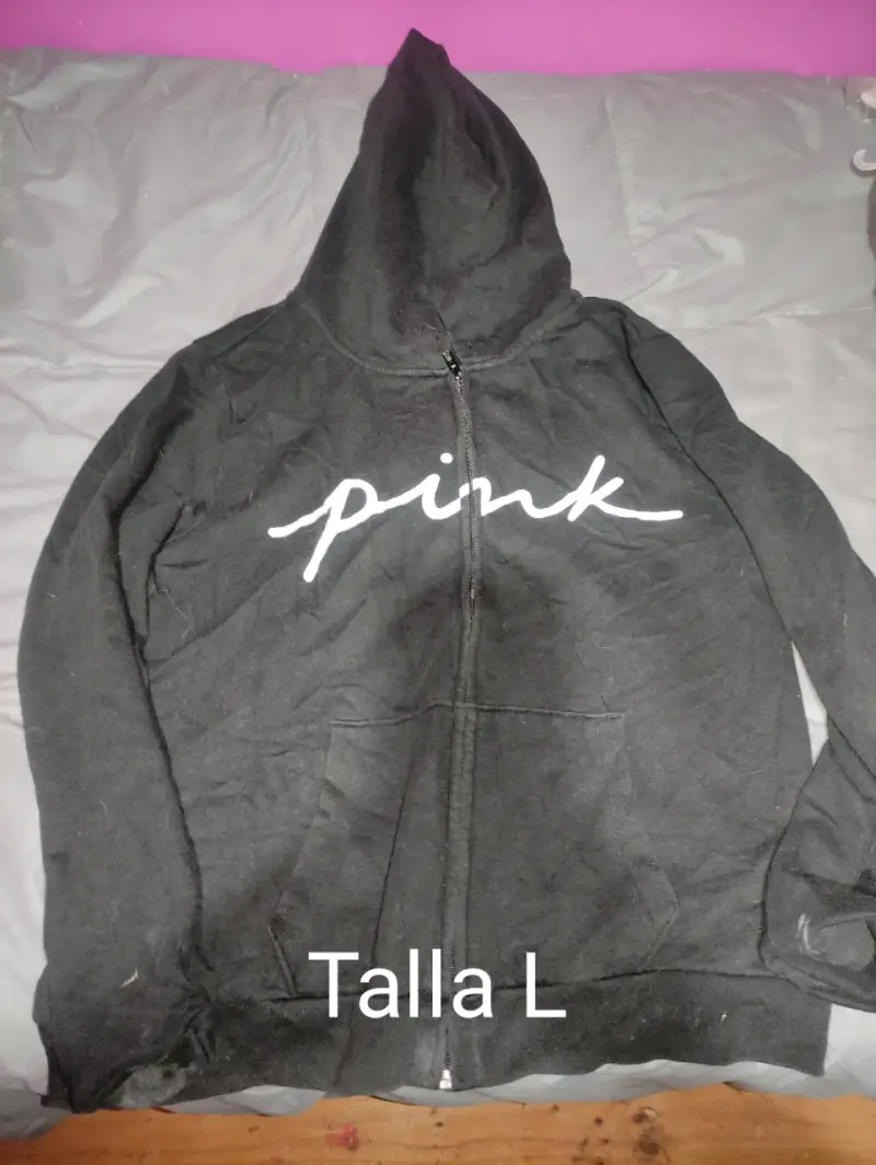 Polerón con capucha negro Pink talla L
