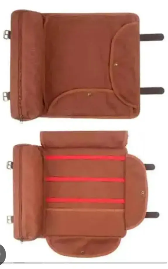 Mochila de lona marrón con detalles rojos - 5