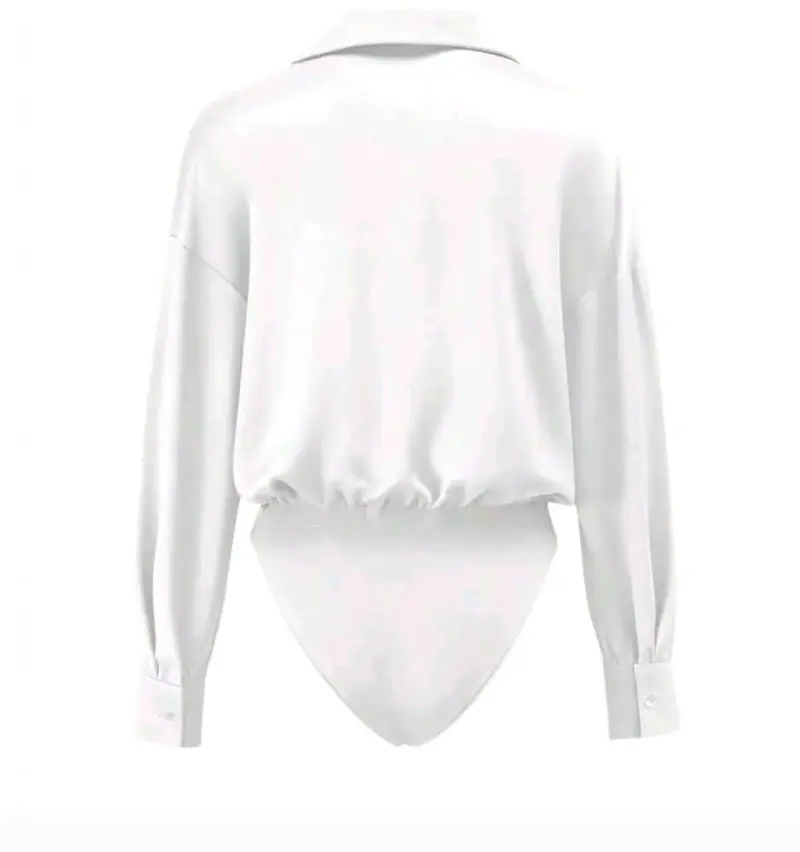 Body camisa blanco elegante para mujer talla XL - 2