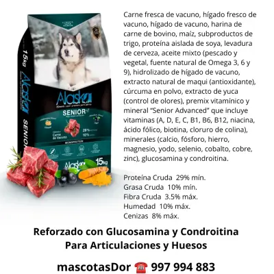 Alimento Alaska Senior Carne e hígado vacuno 15kg - miniatura 2