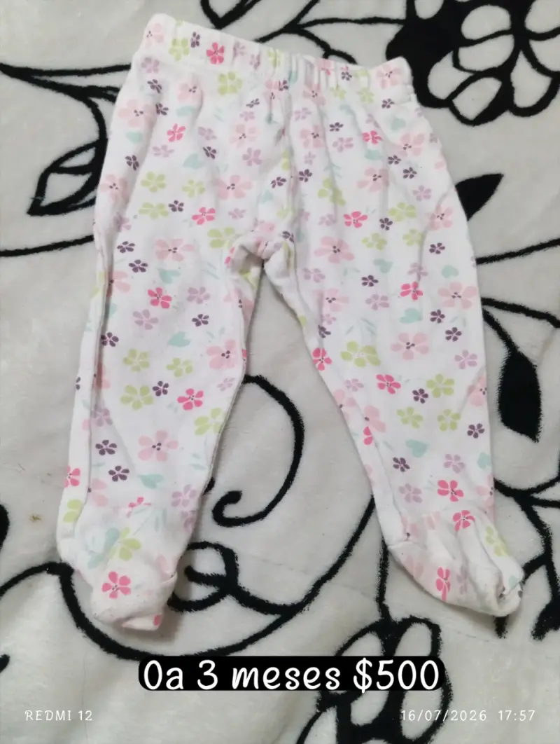 2 Pantalones de bebé con diseño floral 0-3 meses - 1