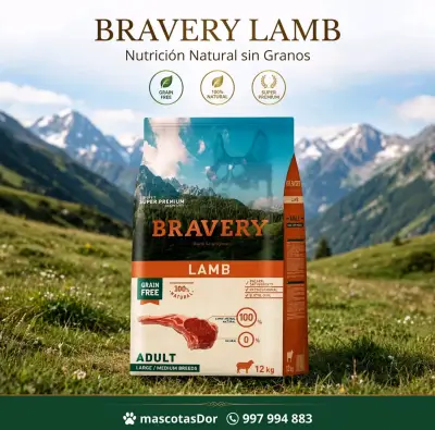 Alimento para Perros Bravery Cordero Adulto 12kg - miniatura 1