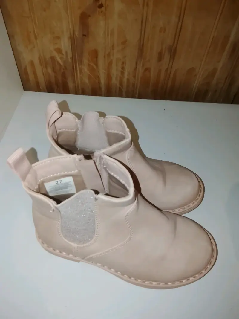 Botines de cuero beige para niños talla 27 - 1