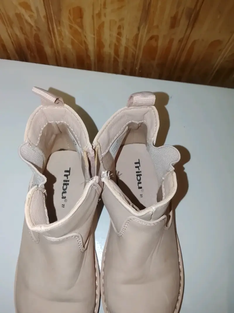Botines de cuero beige para niños talla 27 - 2