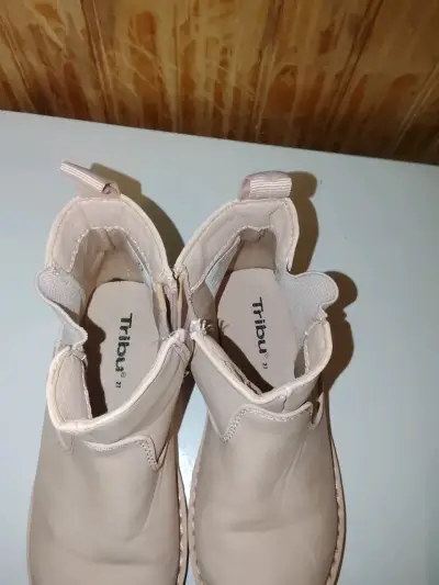 Botines de cuero beige para niños talla 27 - miniatura 2