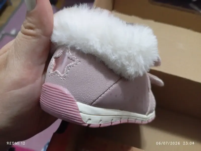 Zapatos de bebé malva con forro de peluche - 3