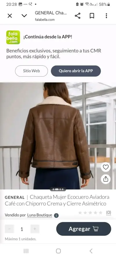 Chaqueta aviadora mujer ecocuero café - miniatura 2