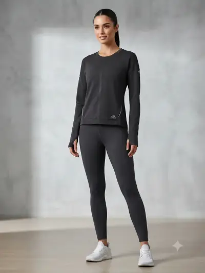Polera deportiva negra Adidas para mujer - miniatura 2