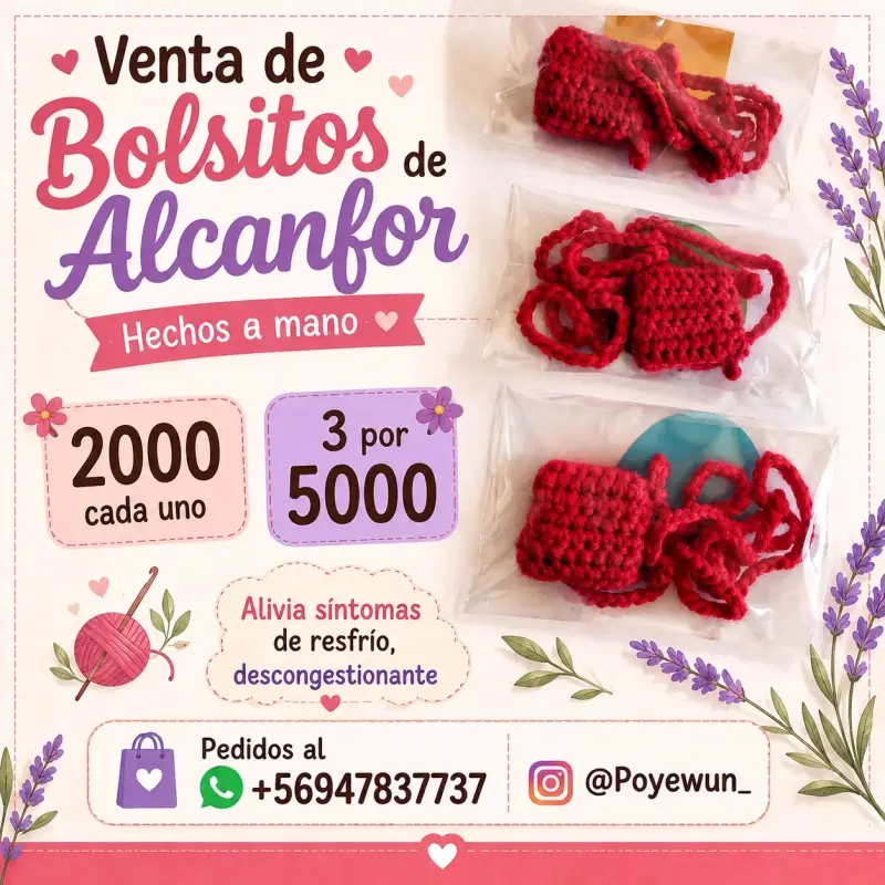 Bolsitos con alcanfor hechos a mano