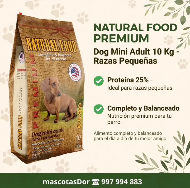 Alimento Natural Premium para Perros Adultos Razas Pequeñas 10 kg - 1