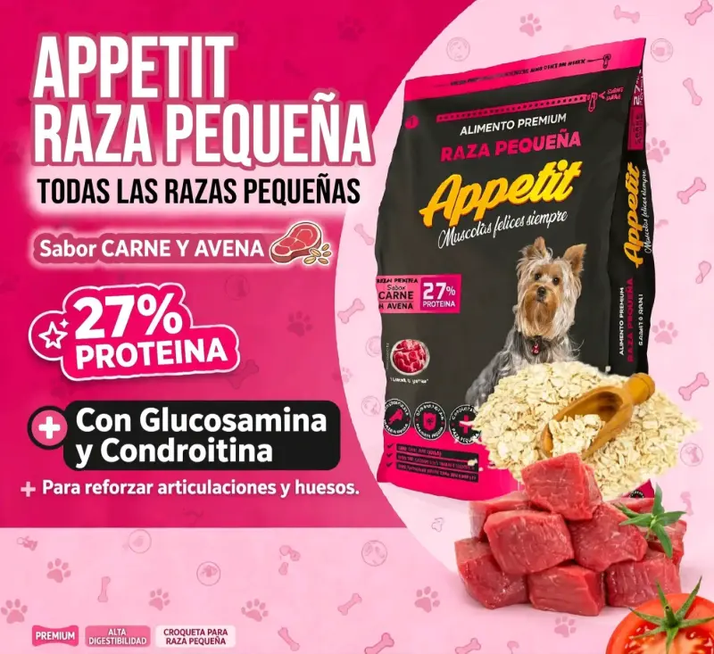 Alimento para perros Appetit Raza Pequeña Carne y Avena - 1