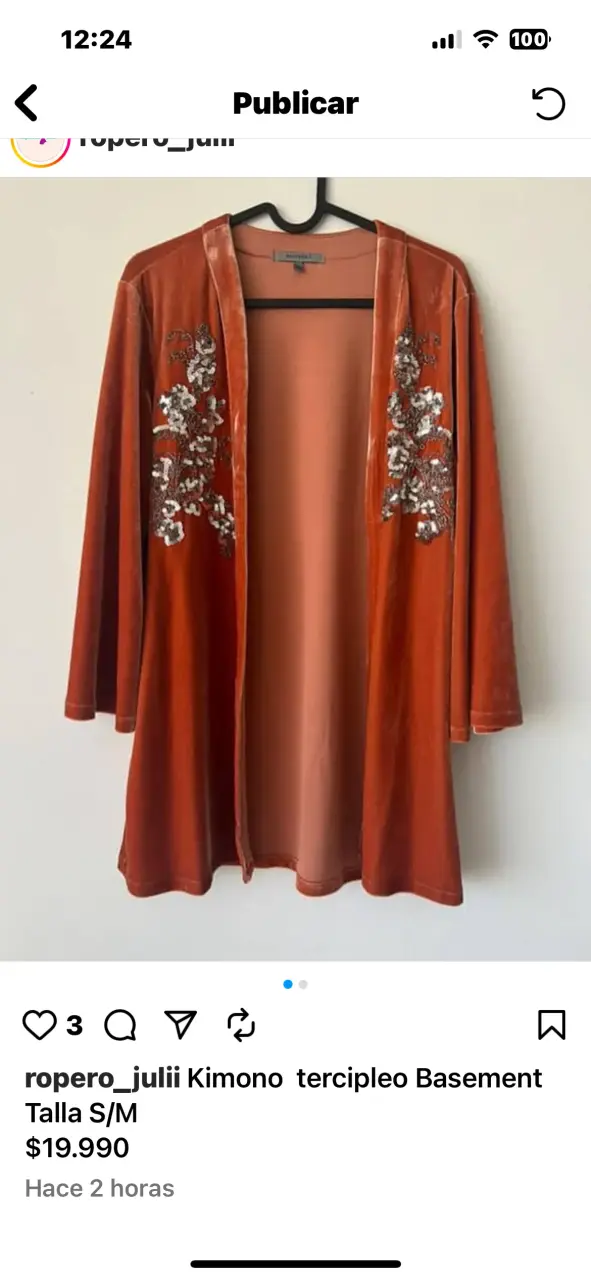 Kimono de terciopelo Basement con bordado floral