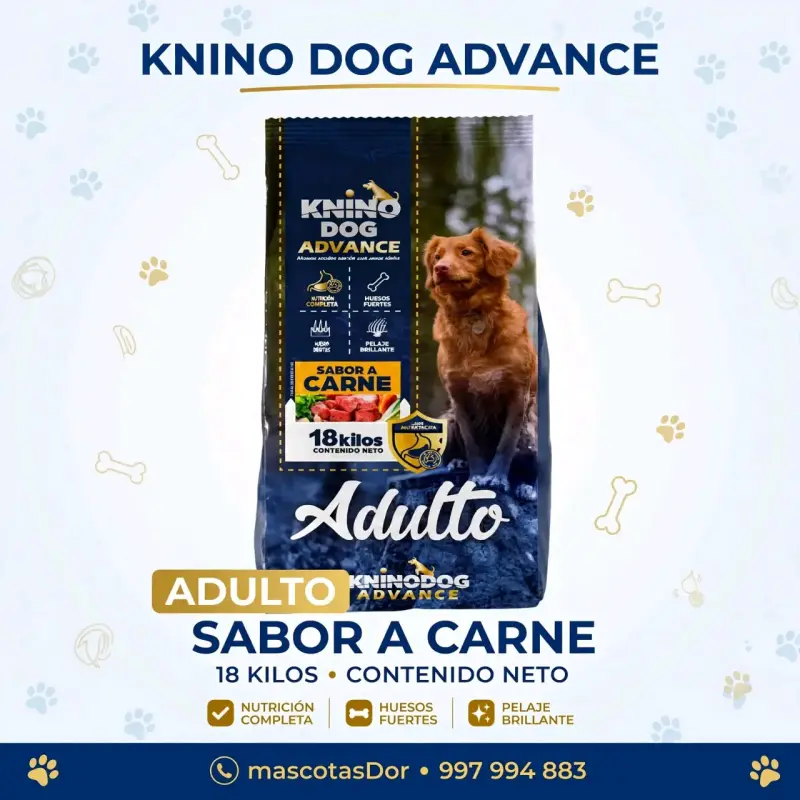 Alimento para perro adulto Knino Dog Advance sabor carne 18kg - 1