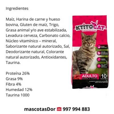 Alimento para gatos adultos Ktitocat sabor carne 10 kg - miniatura 2