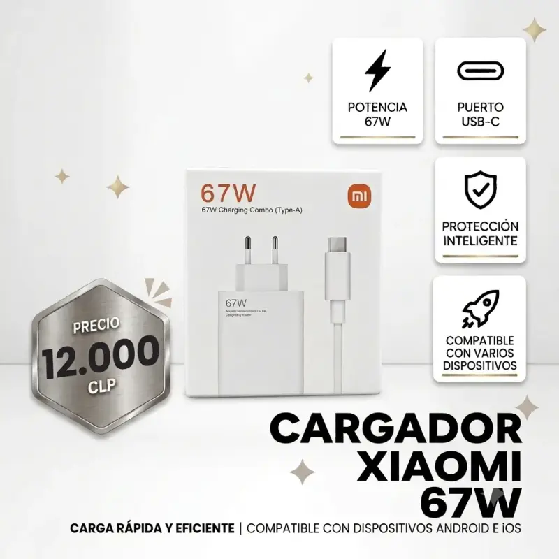 Cargador Xiaomi 67W USB-C Rápido OEM