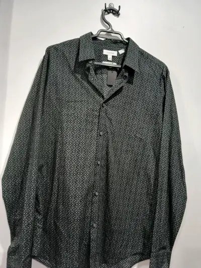 Camisa formal Calvin Klein negra estampada - miniatura 1