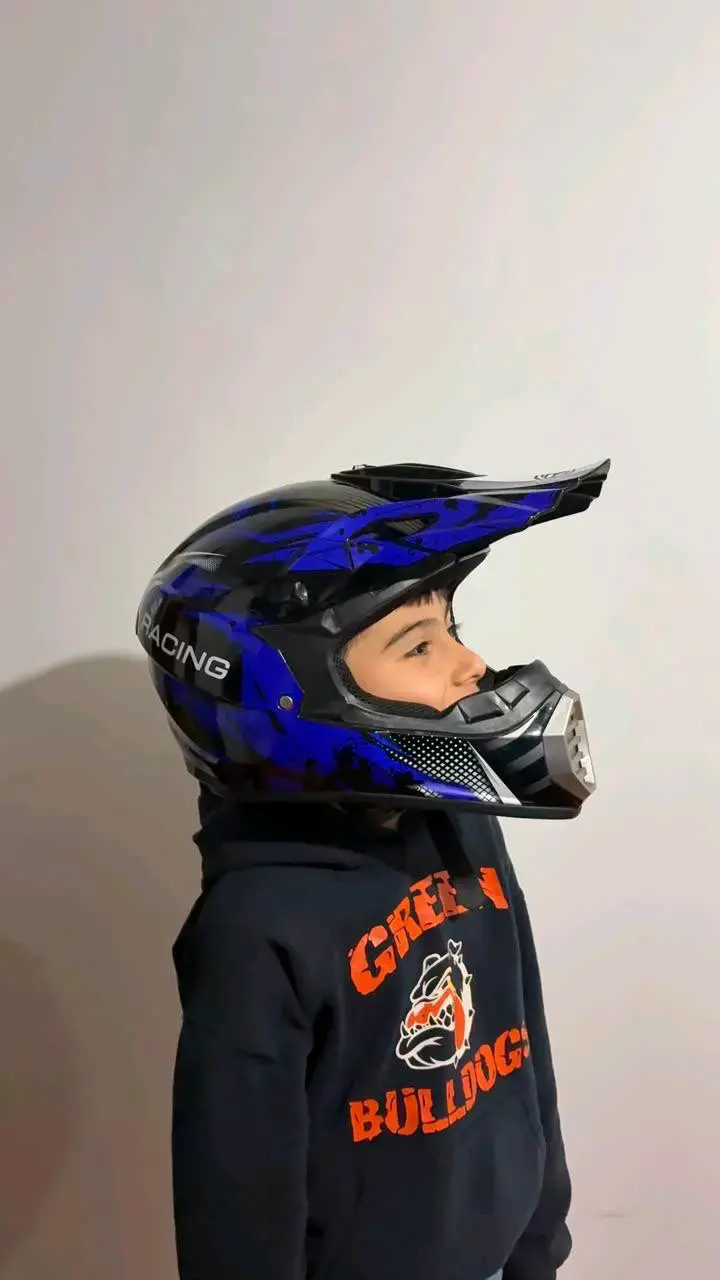 Casco de motocross infantil azul y negro - 1