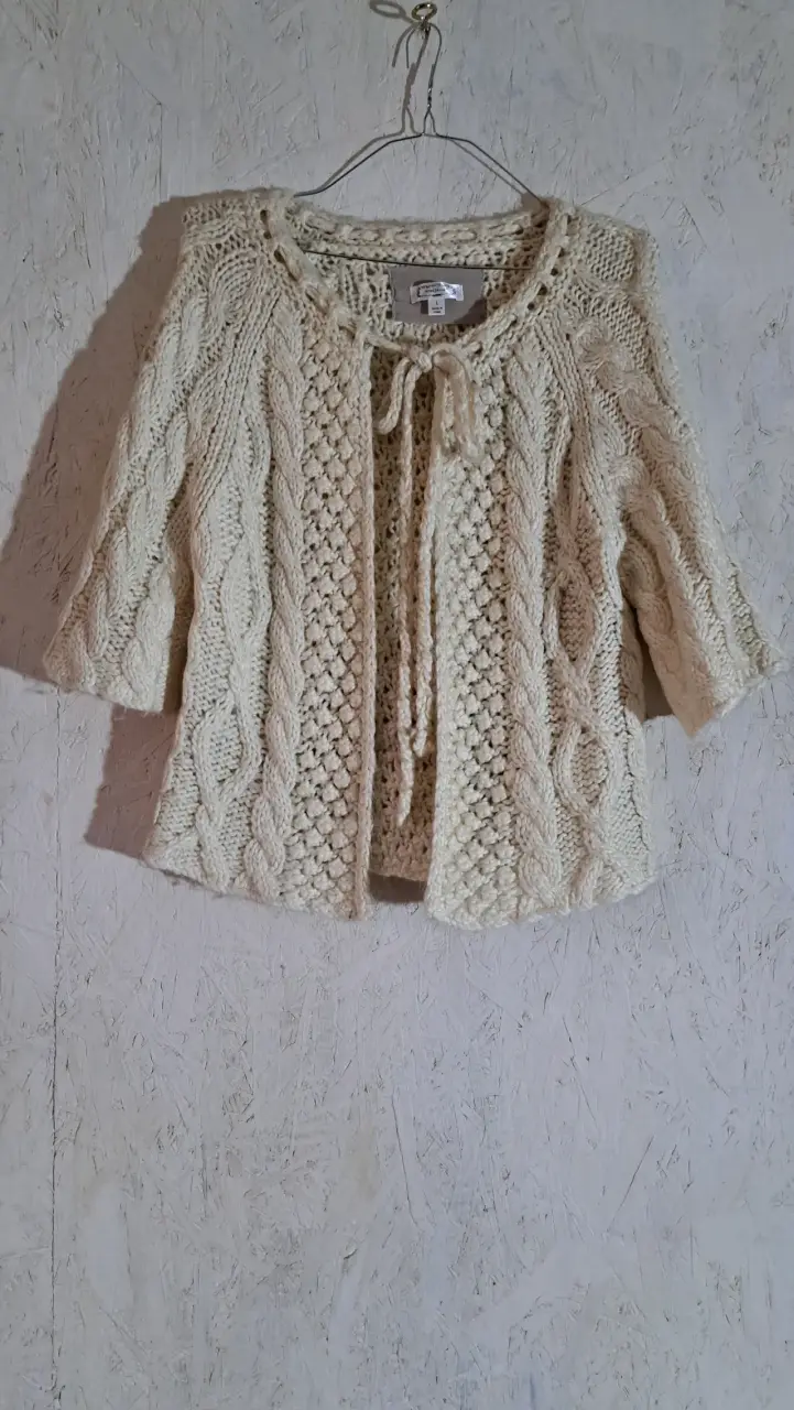 Chaleco de lana tejido beige para mujer - 1