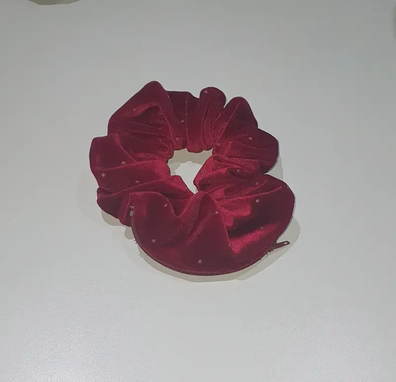 Set de coleteros de terciopelo rojo y negro - 2