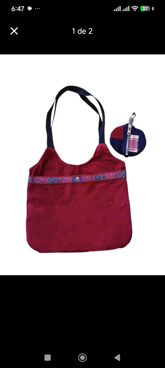 Bolso de tela reversible con monedero - 1