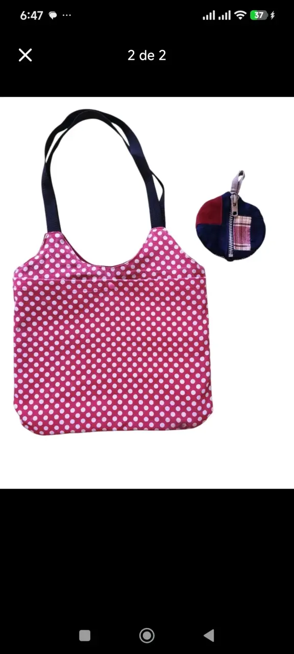 Bolso de tela reversible con monedero - 2