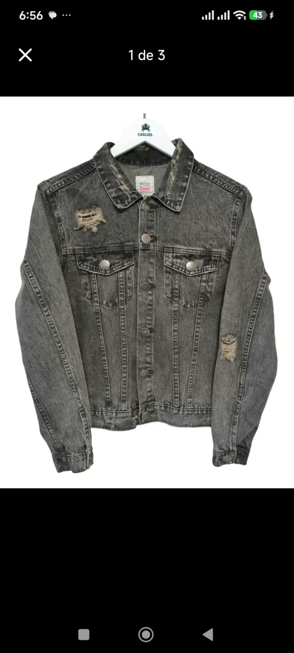 Chaqueta de mezclilla gris desgastada para hombre - 1