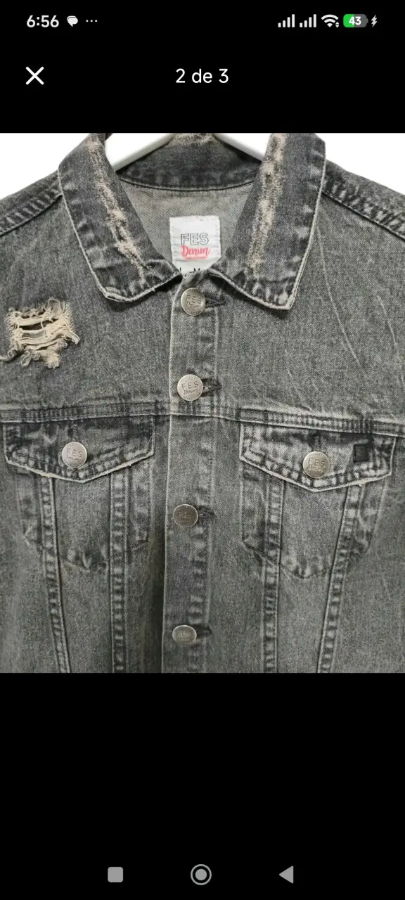 Chaqueta de mezclilla gris desgastada para hombre - 2