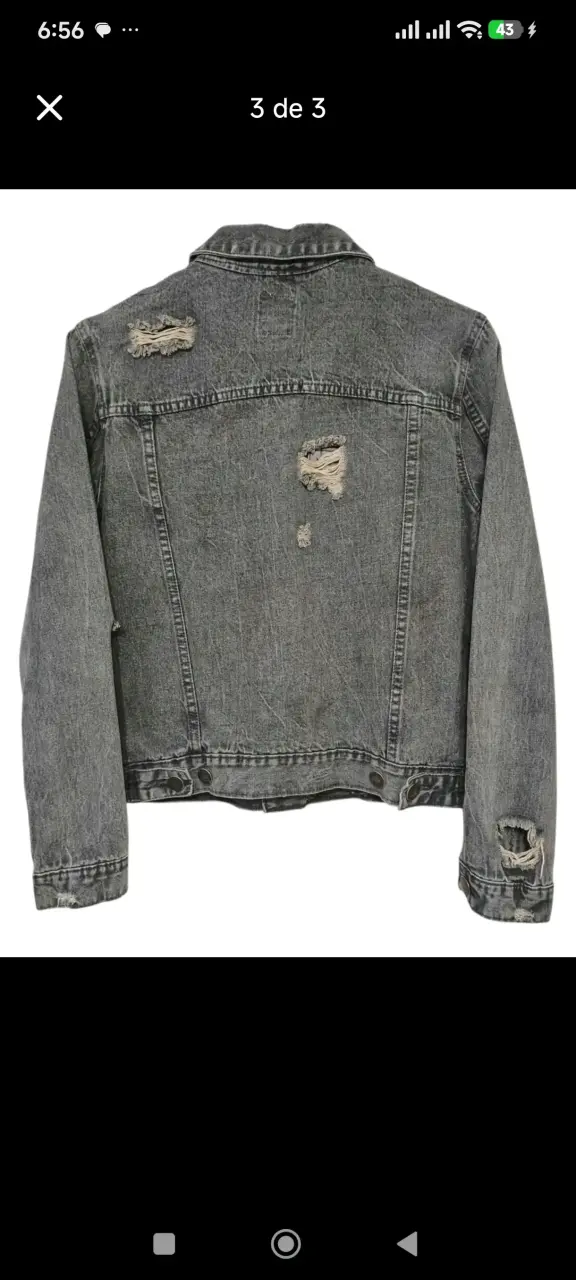 Chaqueta de mezclilla gris desgastada para hombre - 3