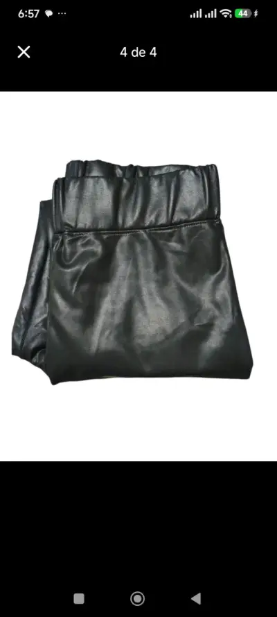 Pantalones de cuero sintético negro para mujer - miniatura 1