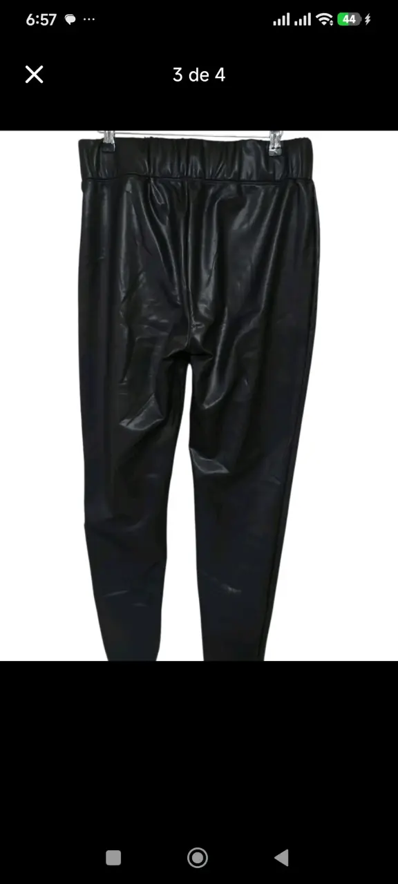 Pantalones de cuero sintético negro para mujer - 2