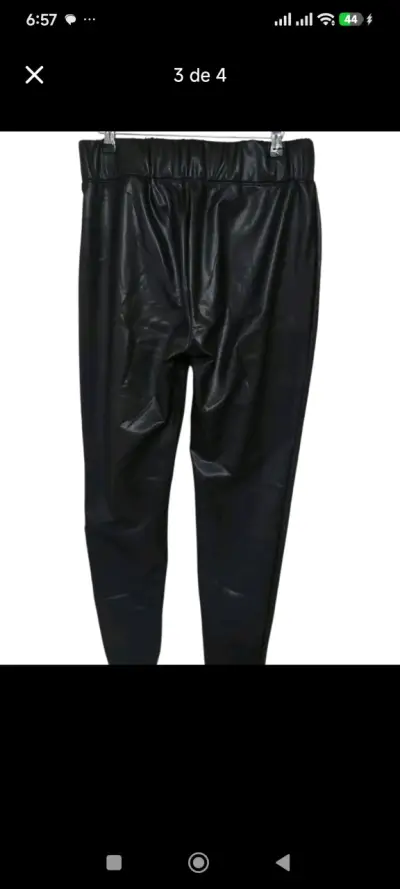 Pantalones de cuero sintético negro para mujer - miniatura 2