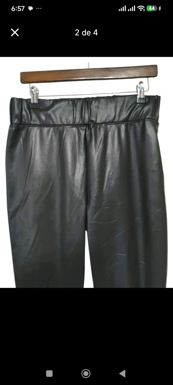 Pantalones de cuero sintético negro para mujer - 3