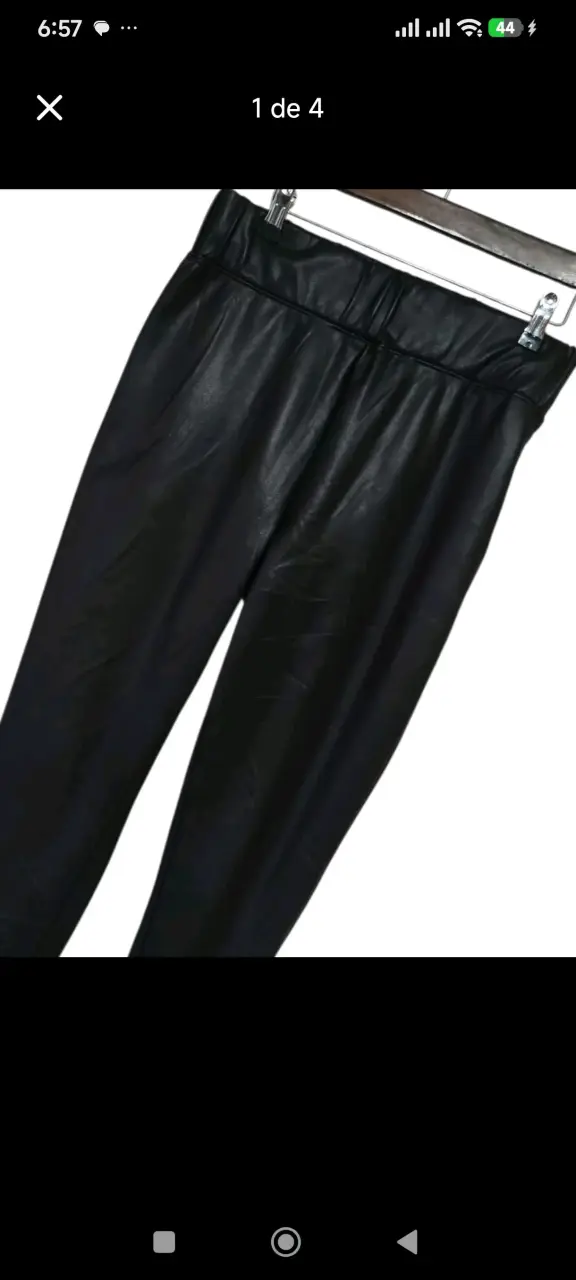 Pantalones de cuero sintético negro para mujer - 4
