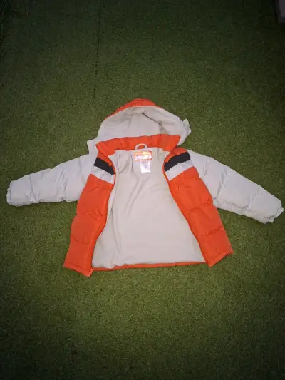 Chaqueta de invierno para niños color naranja-gris - miniatura 2