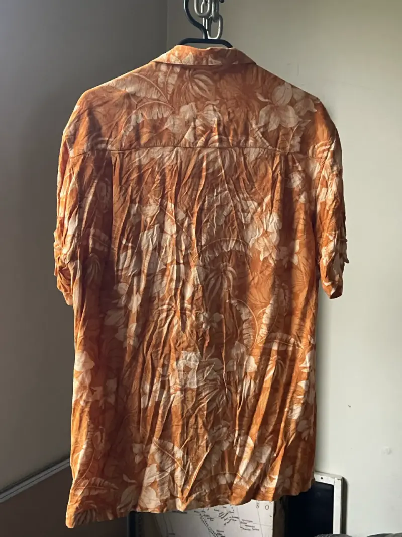 Camisa hawaiana naranja de rayon para hombre - 2