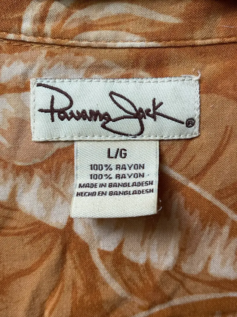 Camisa hawaiana naranja de rayon para hombre - 3