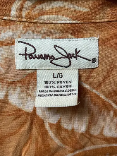 Camisa hawaiana naranja de rayon para hombre - miniatura 3