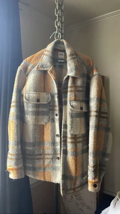 Chaqueta de lana a cuadros Zara XL - miniatura 1